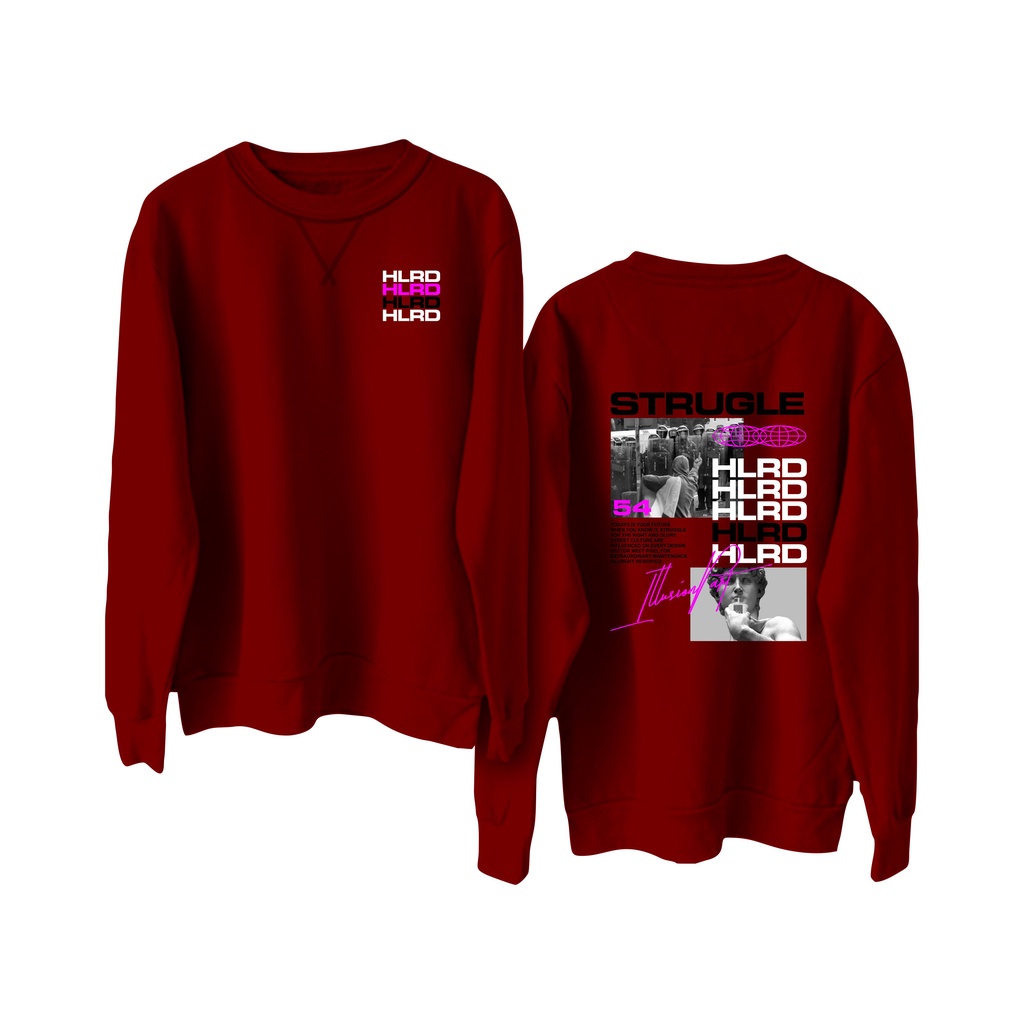 Crewneck sweatshirt sablon DTF || Holyrider Sweter Basic Ilusion Art size M - XXL ( Pria &amp; Wanita )
