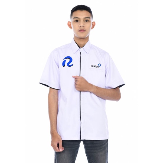 KEPENDUDUKAN 2 BARIS-baju seragam BKKBN tangan panjang kemeja putih tangan panjang karyawan kantor