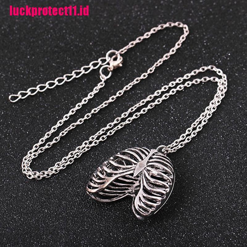 (LUCK) Kalung Rantai Dengan Liontin Tengkorak Manusia Gaya Vintage Untuk Wanita