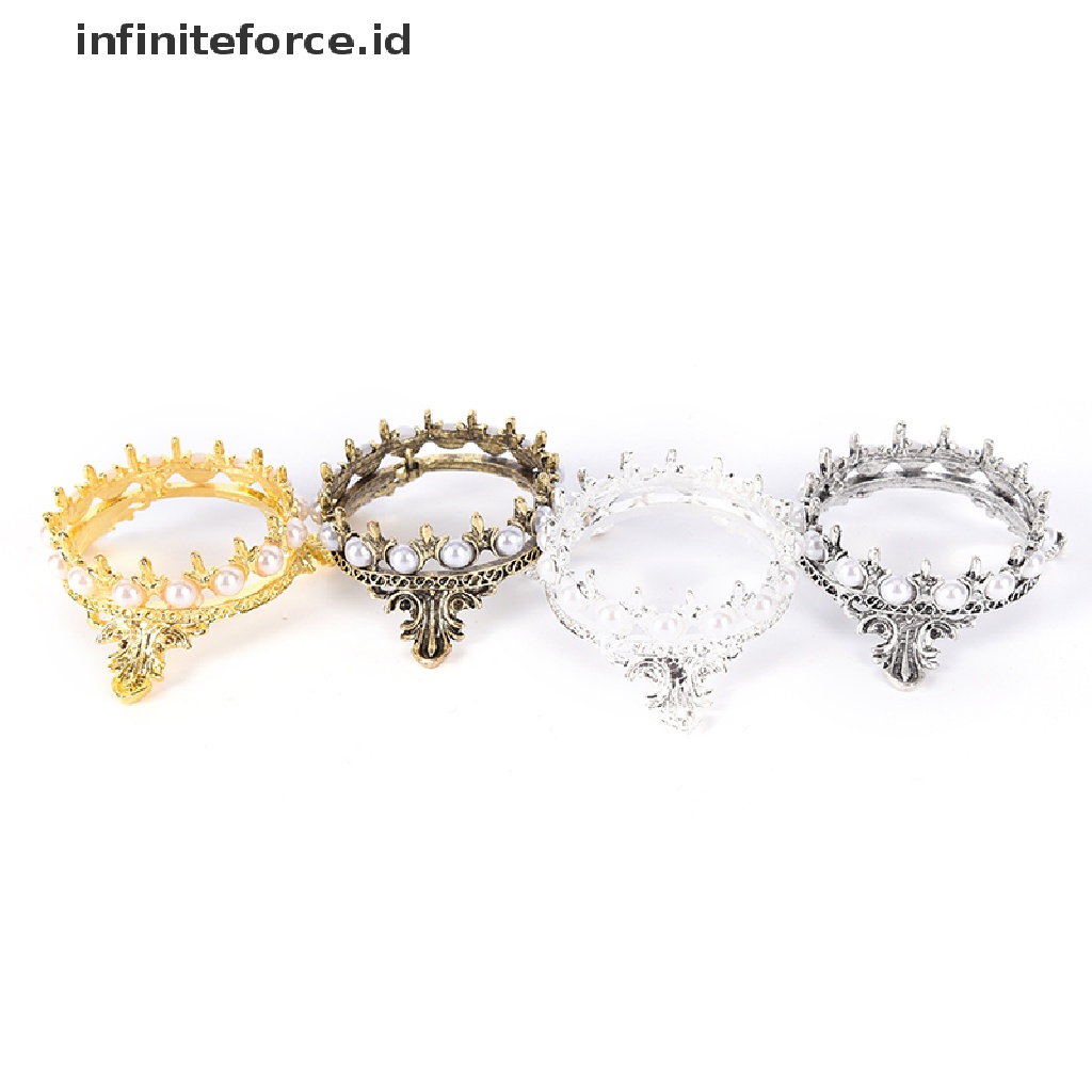 Infiniteforce.id 1Pc Stand Holder Kuas Nail Art Bentuk Mahkota Hias Mutiara