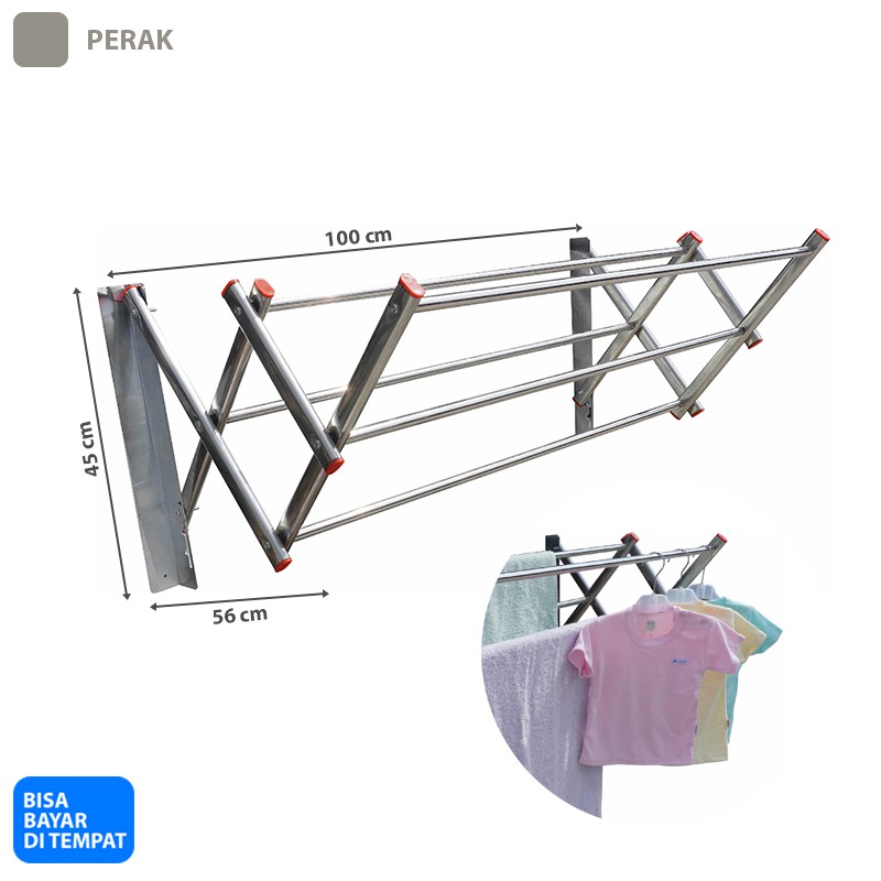 Drying Rack Jemuran Dinding Lipat Besar Full Stainless Steel 5 Palang Anti Karat Super Murah