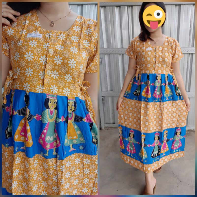 Daster Cibi Lengan Motif Bahan Rayon Premium Tali Samping Kanan Kiri