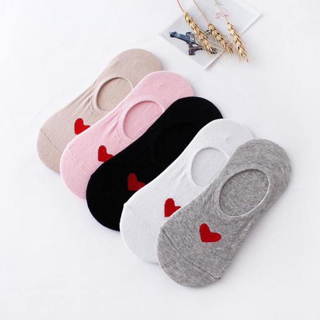 INDOMINI Kaos Kaki Motif Polos love Pendek Ankle Cute Socks Fashion Wanita Korea Import Murah R138 K019