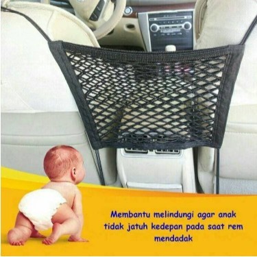 FIT Car Seat Net Organizer Jaring Penyimpanan barang Pelindung Anak Aman