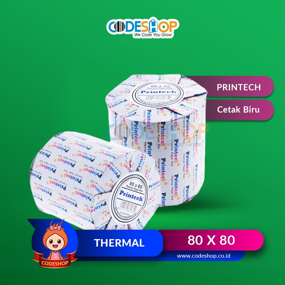 

Kertas Thermal PRINTECH 80 X 80 MM Struk Kasir Paper Roll BIRU