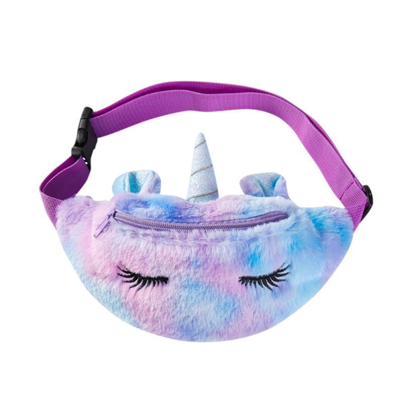 WAISTBAG UNICORN/TAS PINGGANG ANAK BAHAN VELVO BULU UK.25*25Cm