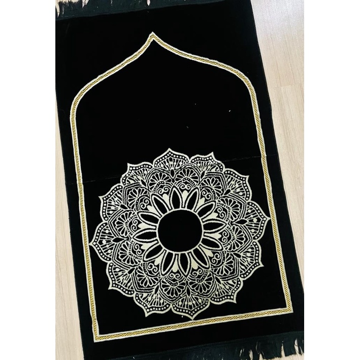 SAJADAH AL-AZAAN SOFT FLORAL BLACK EDITION SPIEGEL GOLD UK 70X110