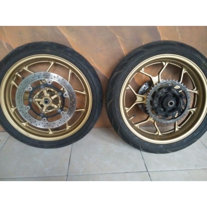 velg r25 gold atau biru set disc dan ban napgear