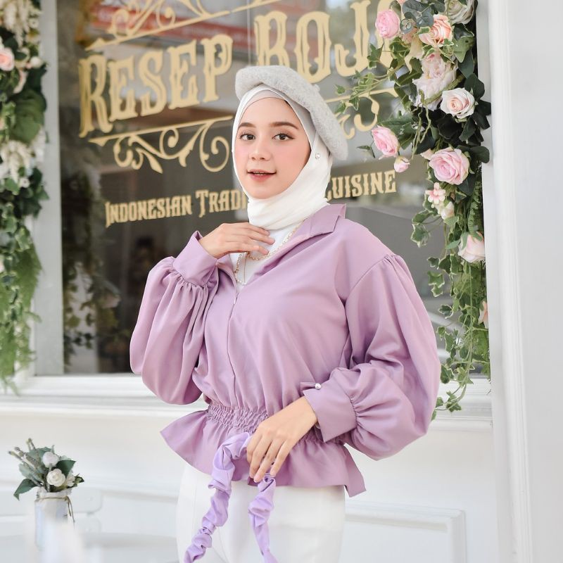 Katlina Blouse Atasan Wanita Lengan Balon Baju Remaja Atasan Kekinian Atasan Terbaru Atasan Elegan A