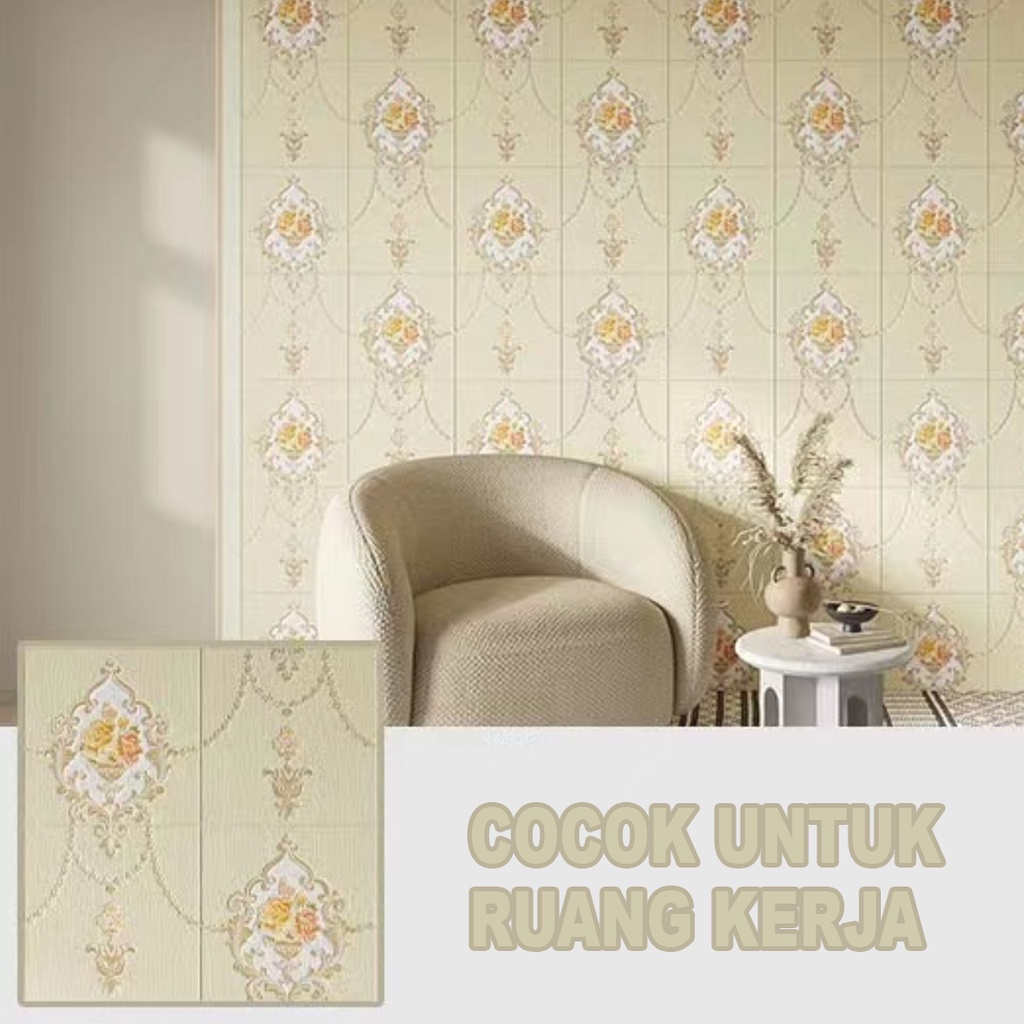 Wallpaper 3D FOAM 70x70 / Wallpaper Dinding 3D Motif Foam Batik Bunga More High Quality / Wallfoam 3D 5mm