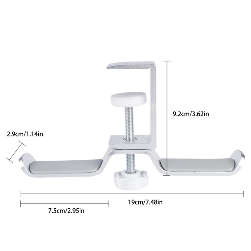 CRE  Headphone Holder Headset Bracket Hanger Metal Wall Clamp Hook Rotatable Double Earphone Stand Desktop Mount Aluminium Alloy