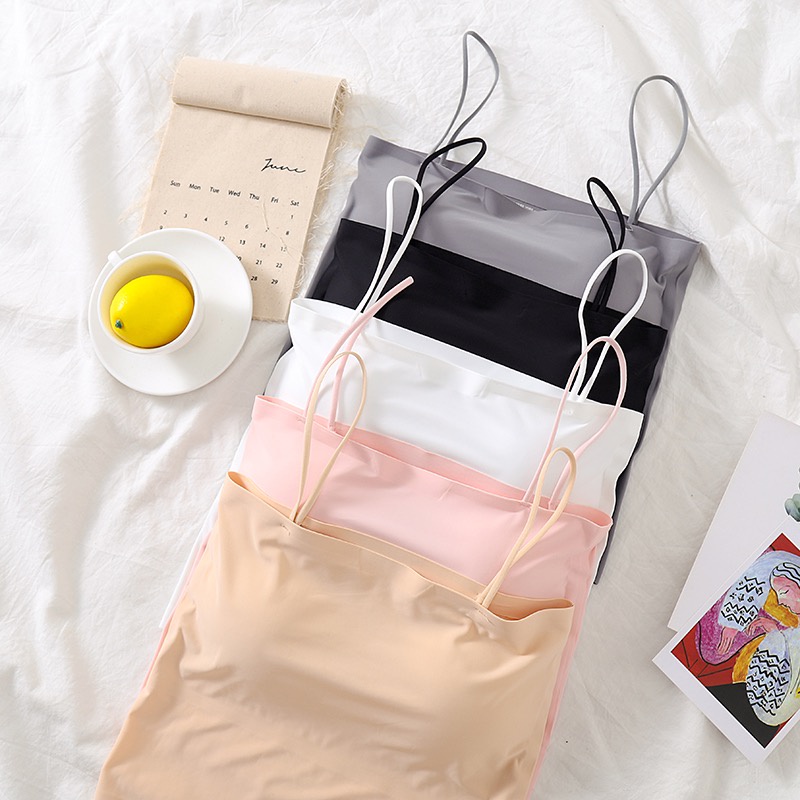 Nicebra Tank Top Atasan Crop Wanita Tanpa Lengan Camis Elastis Tali Spageti 1068