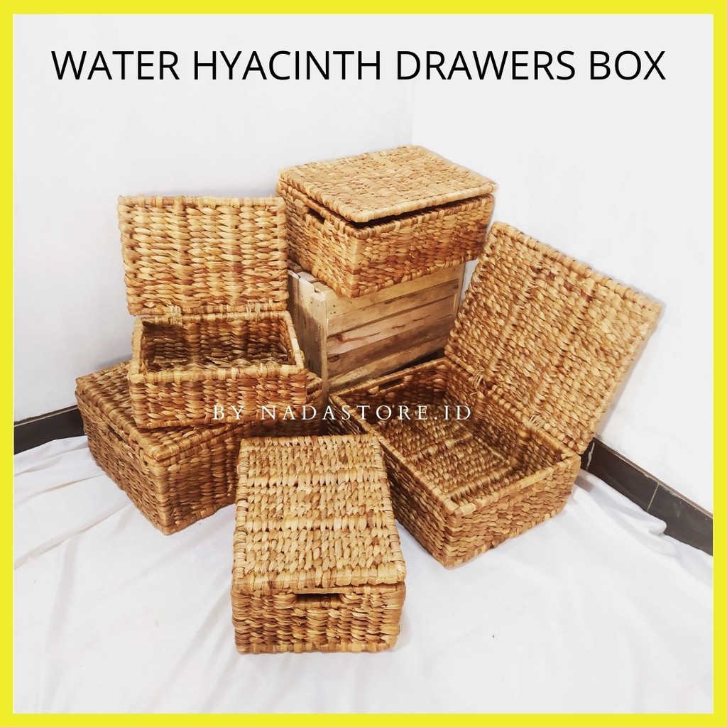 Nadastore -  Keranjang Anyaman / Laci / Tempat Penyimpanan / Water Hyacinth Rectangular Storage