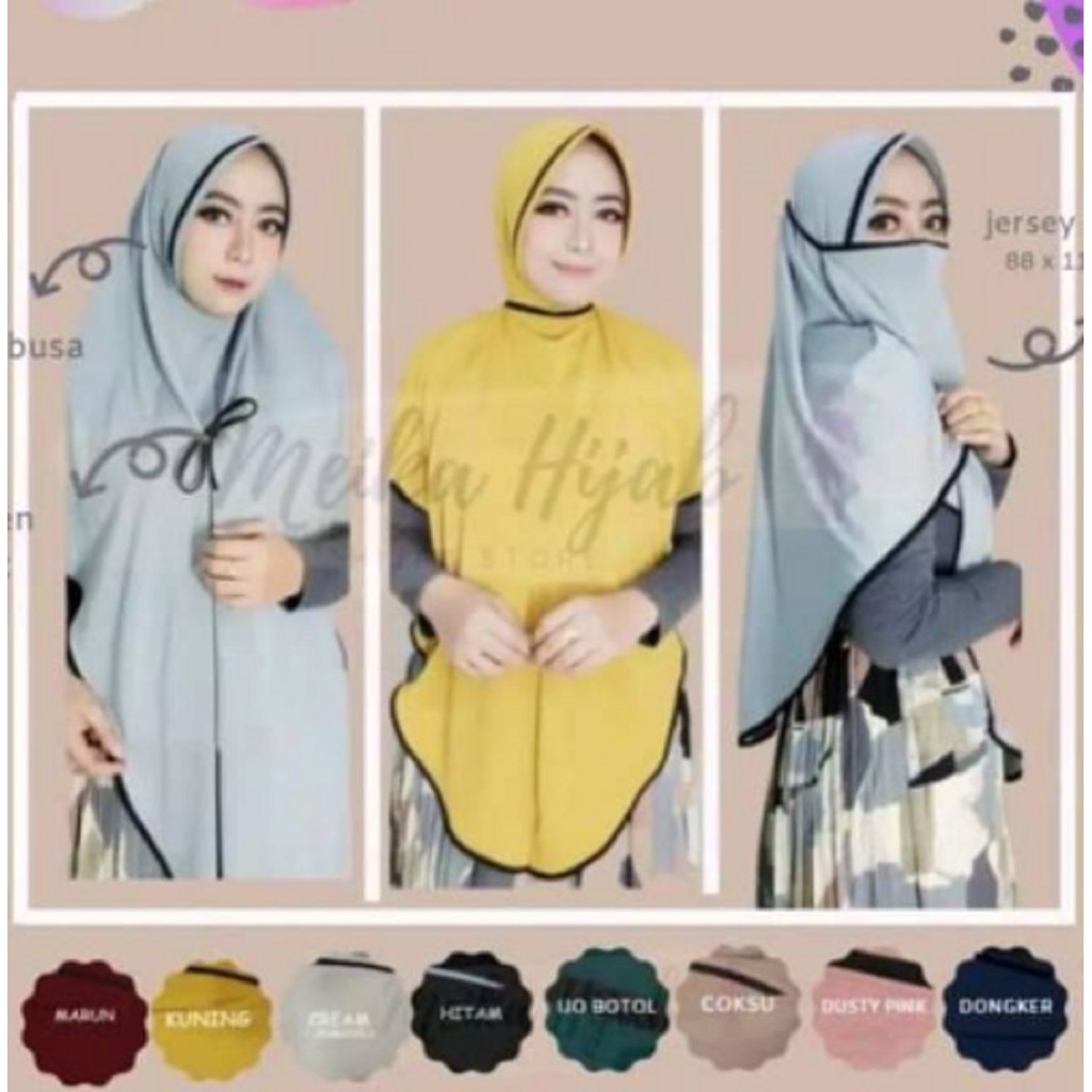 JERSeY jilbab 3 in 1 niqob terbaru jilbab  MASKER 3 in 1 JIlBAB MASKER JUMBO KERUDUNG MASKER JUMBO  3in1