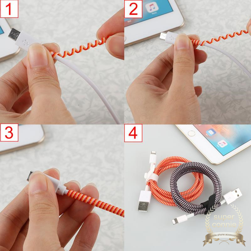 1.4M For IPhone Xiaomi Samsung Wire Cord Protection Wrap Cable Winder Organizer USB Charging Data Line Cable Protector