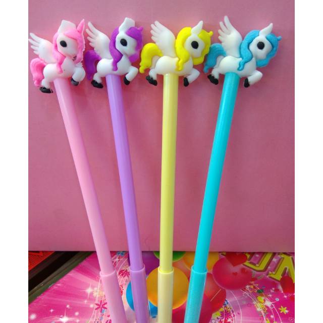 

Pulpen gel karakter kuda pony lucu isi 12 pcs