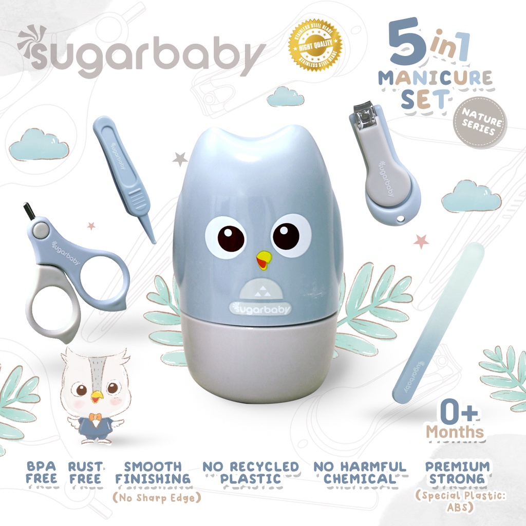 Sugar Baby 5in1 Baby Manicure Set Nature Series Nail Clippers Gunting Kuku Bayi Set