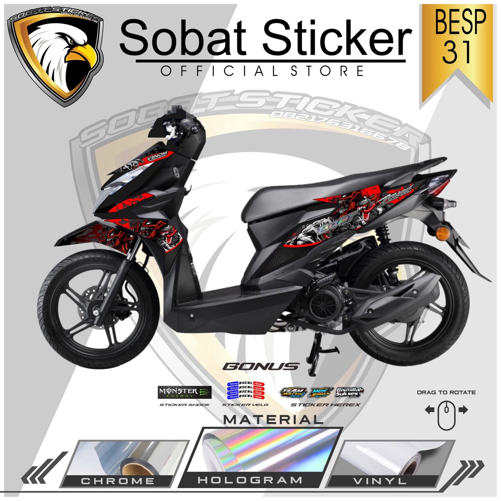 STRIPING BEAT ESP/STREET 2016-2019 - STRIPING HOLOGRAM HONDA BEAT ESP/STREET 2016-2019 VENOM