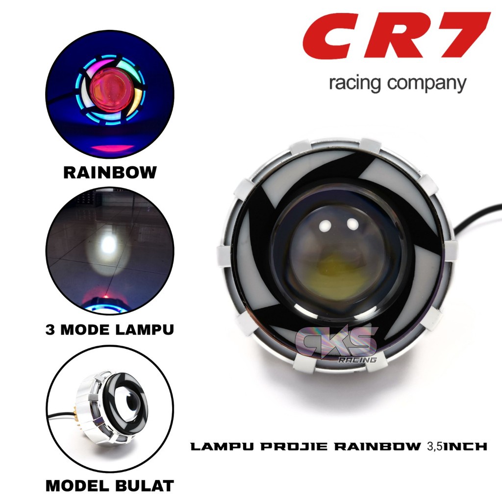 lampu projie  lampu depan LED Rainbow 2 mode kedip