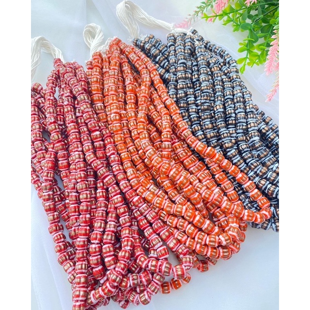 Manik belimbing Airmas one color / manik kaca jombang / handmade glass beads