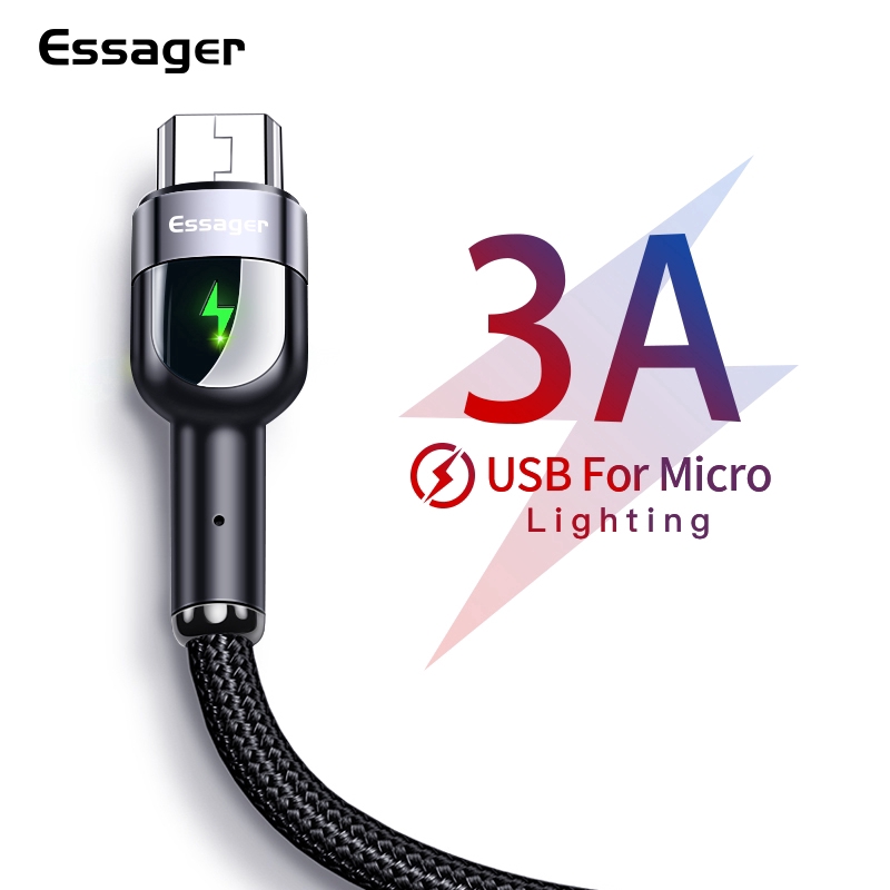 

Essager LED Micro USB Cable Fast Charging Data Charger For Samsung Xiaomi Cord Android Mobile Phone Cable 2m