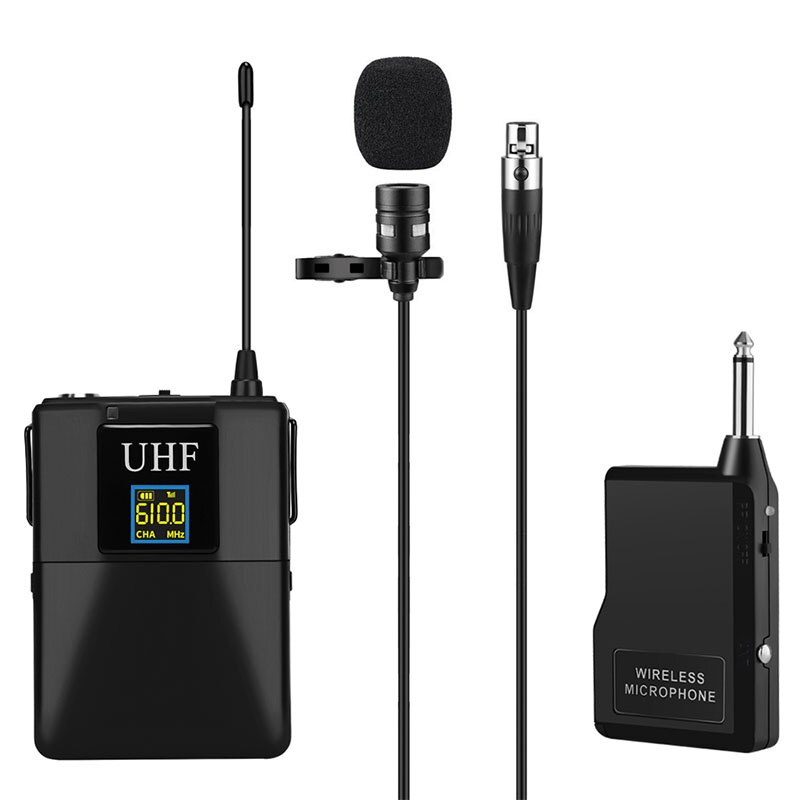 Mic Wireless Lavalier Lapel Microphone System Podcast Live - MC0001 - Black