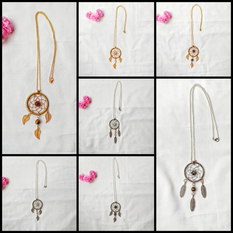 Kalung Dreamcatcher Natural Stone / Kalung Dreamcatcher Rantai / Korean Fashion