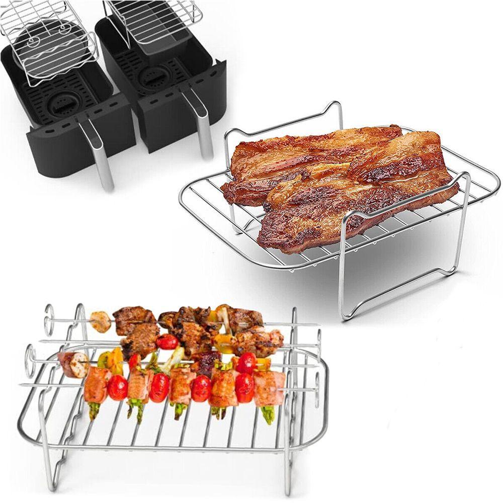 Top Air Fryer Rack Serbaguna Double Basket Air Fryer Aksesoris Grill Rack