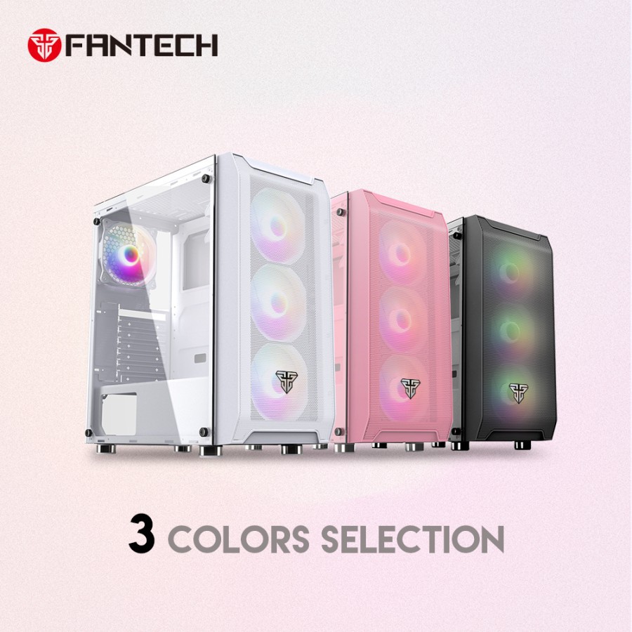 Fantech AERO CG80 Tempered Glass Casing Komputer PC Gaming Case Temper - Merah Muda + FAN RGB 3PCS