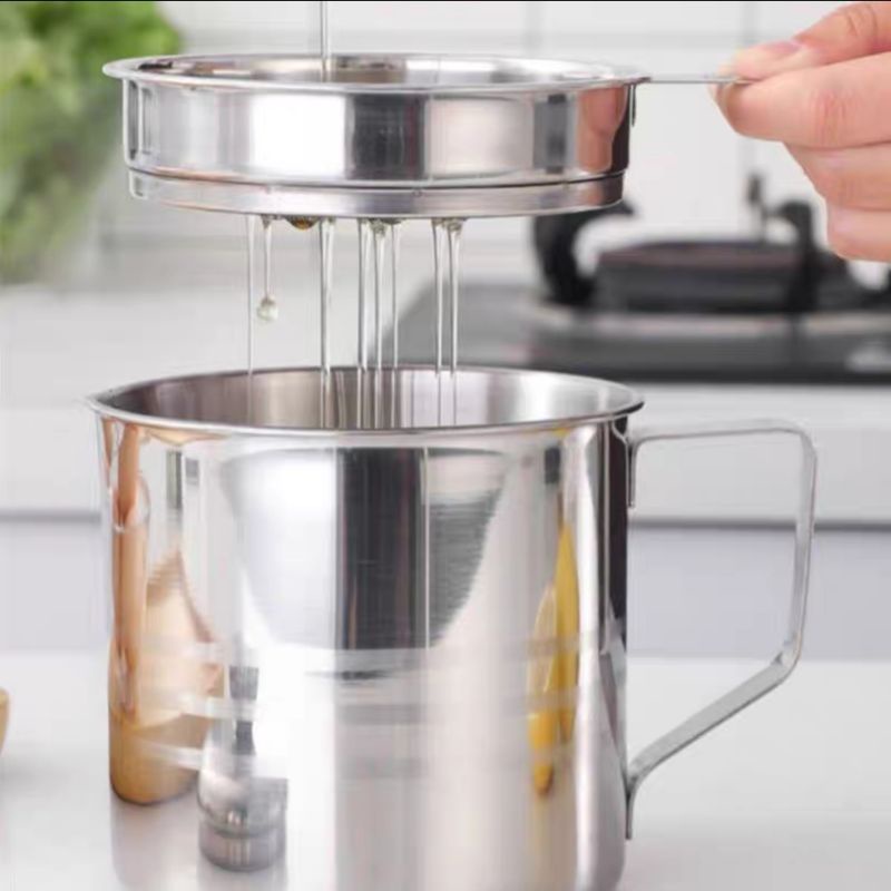 TEKO SARINGAN MINYAK / WADAH SARINGAN MINYAK / STRAINER POT STAINLESS STEEL 1.3 LITER