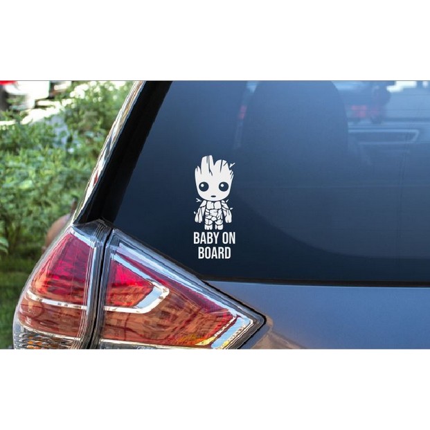 Stiker Mobil Baby On Board Groot Pohon Guardian of Galaxy Cutting Sticker Car