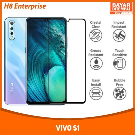 Tempered Glass 9D For Vivo S1 Tempered Glass Full Layar Full Cover Full Glue