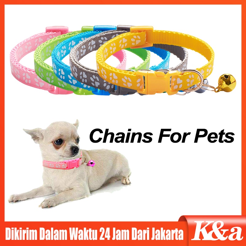 【Barang Tersedia】Kucing dengan Lonceng Adjustable Motif Polkadot Lucu Kalung Anjing