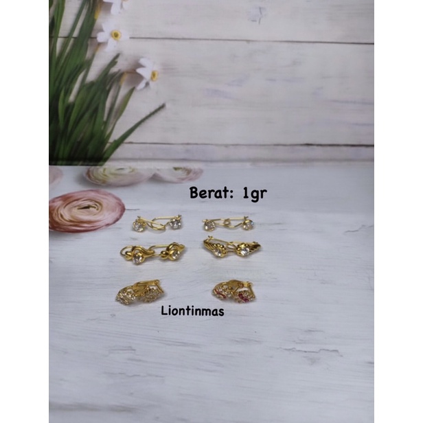 Anting Emas Dewasa Mata Putih Emas Muda