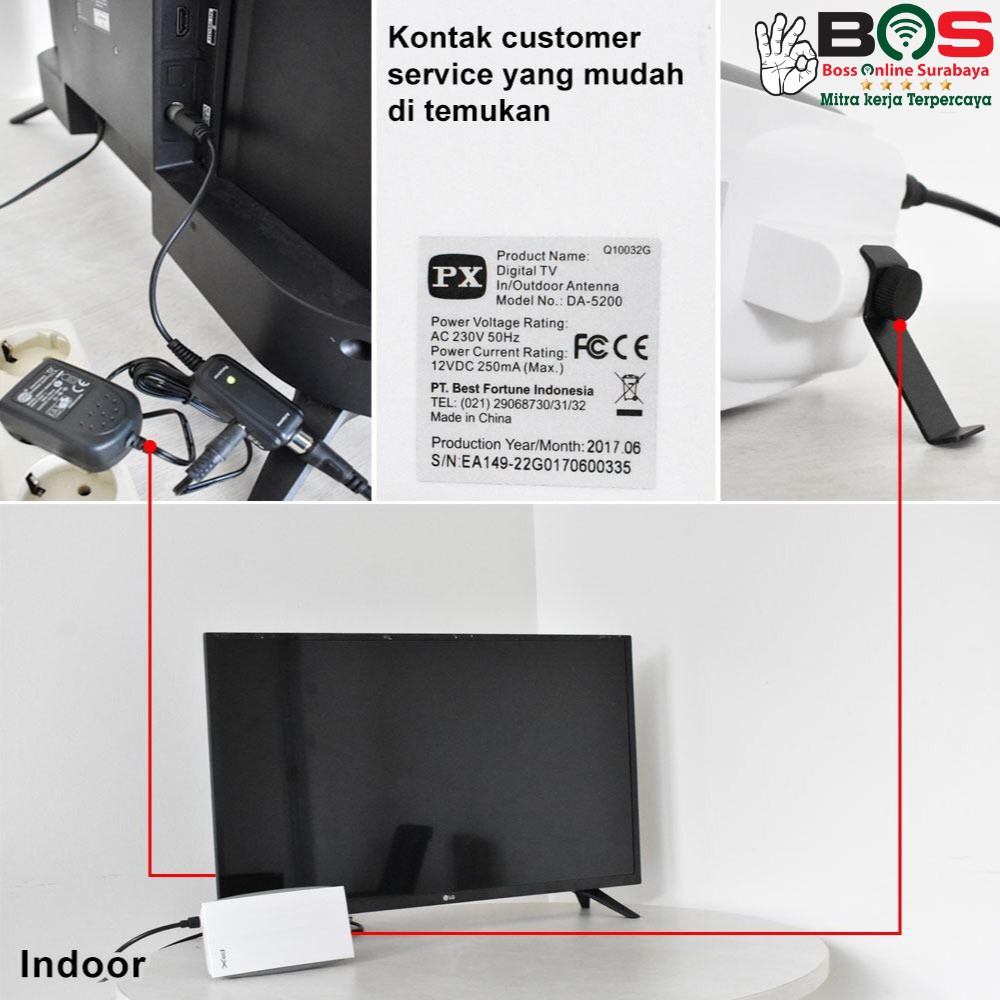 Antena TV Booster Indoor Outdoor Digital Analog PX DA-5200 DA 5200
