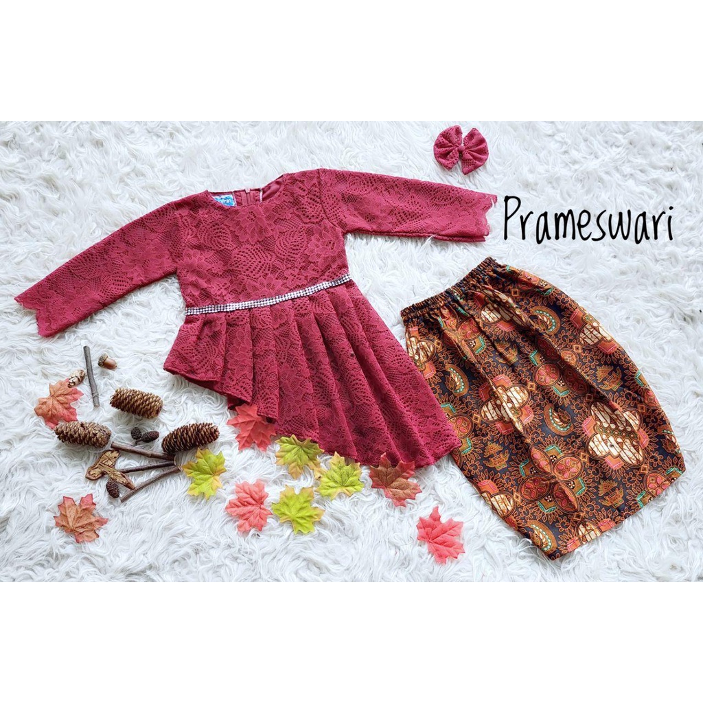 Sarimbit Modern/SARIMBIT KEKINIAN/SARIMBIT TERBARU/Kebaya Prameswari/Setelan  Kebaya Brukat Anak dan