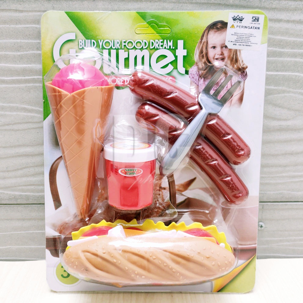 Gourmet Hot Dog 800E-6 Mainan Masak-masakan Sosis Ice Cream Susun Stacking Hotdog