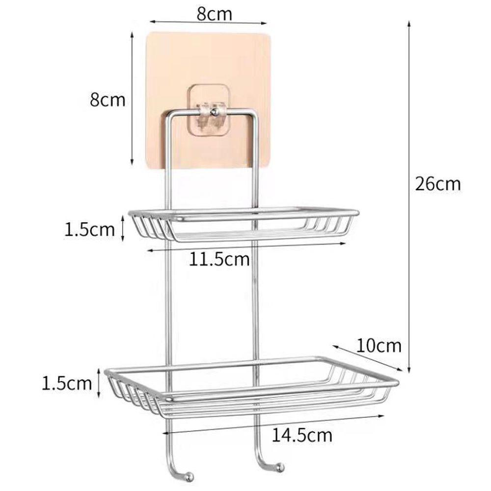 Populer Kotak Sabun Perekat Diri Aksesori Kamar Mandi Dapur Nampan Sabun304Stainless Steel Double-layer Rak Penyimpanan Sabun