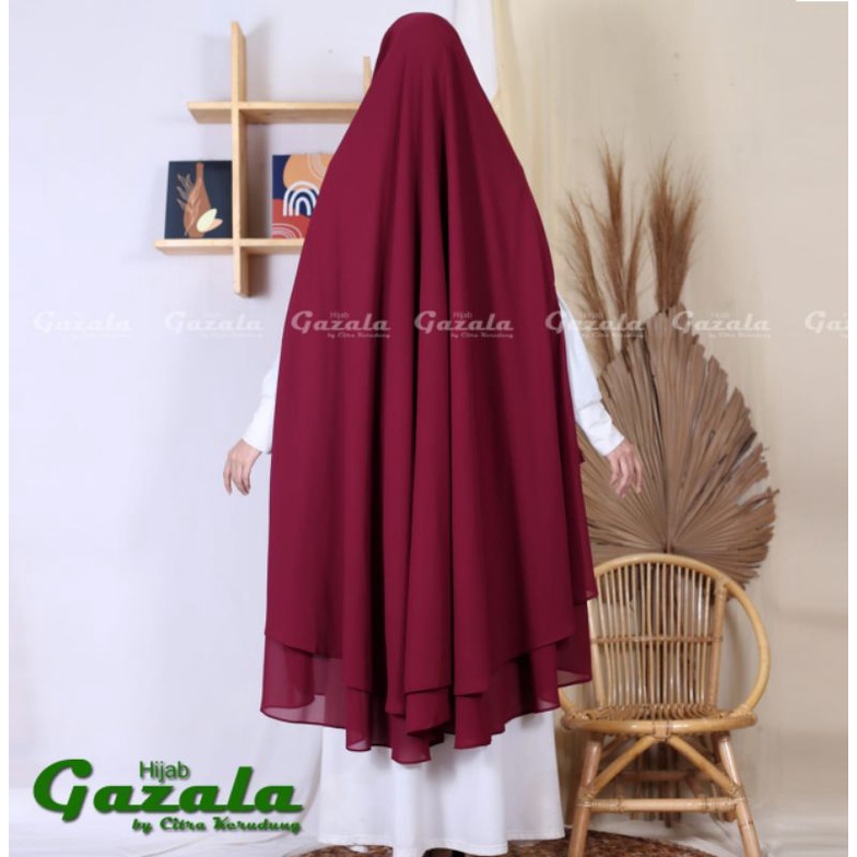 TERPOPULER Khimar JUMBO Syar'i Ceruty DOBEL LAYER model Belah Tali Syari Bahan 2 Lapis Layer Ceruty