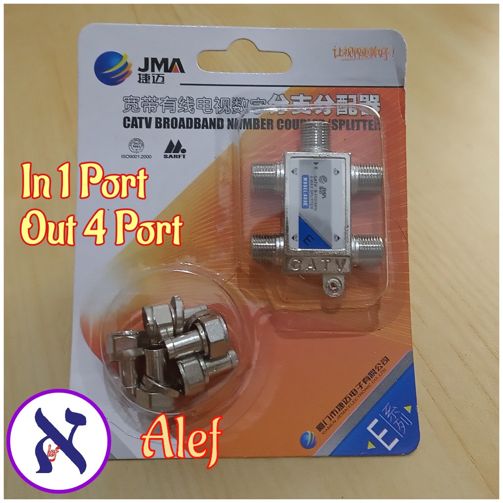 Konektor tv cabang 4 Splitter 4 port way sambungan TV F connector RG6 CATV spliter