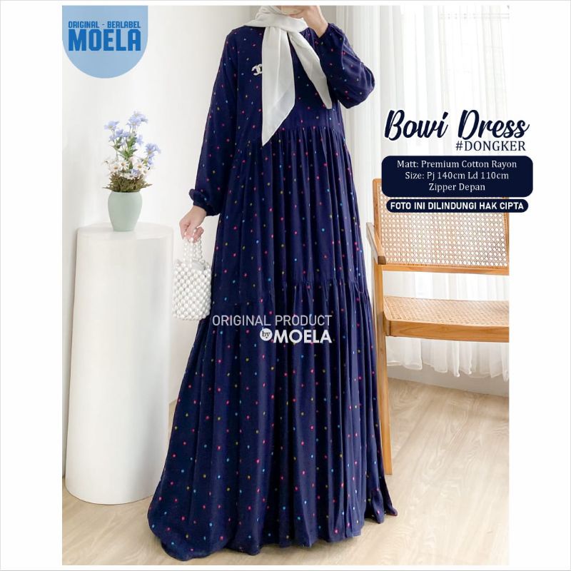 Bowi Dress Gamis Polkadot Jumbo Allsize Busui Premium Catton Rayon Original Ori Moela Berlabel-8