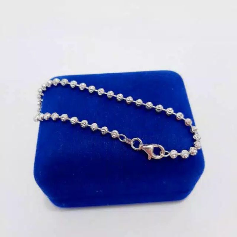 GELANG TANGAN BIJI LADA PERAK 925 LAPIS EMAS PUTIH - PERHIASAN SILVER PERAK ASLI - IMPORT - GT156