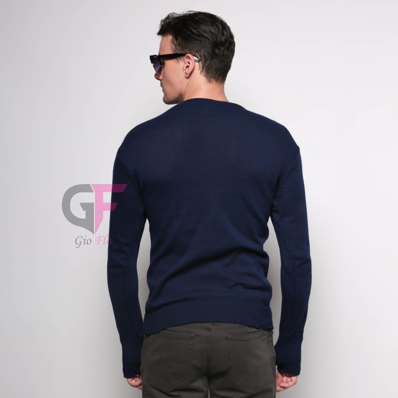 GIOFLO Sweater Pria Keren Rajut Terbaru navy / SWE 1029