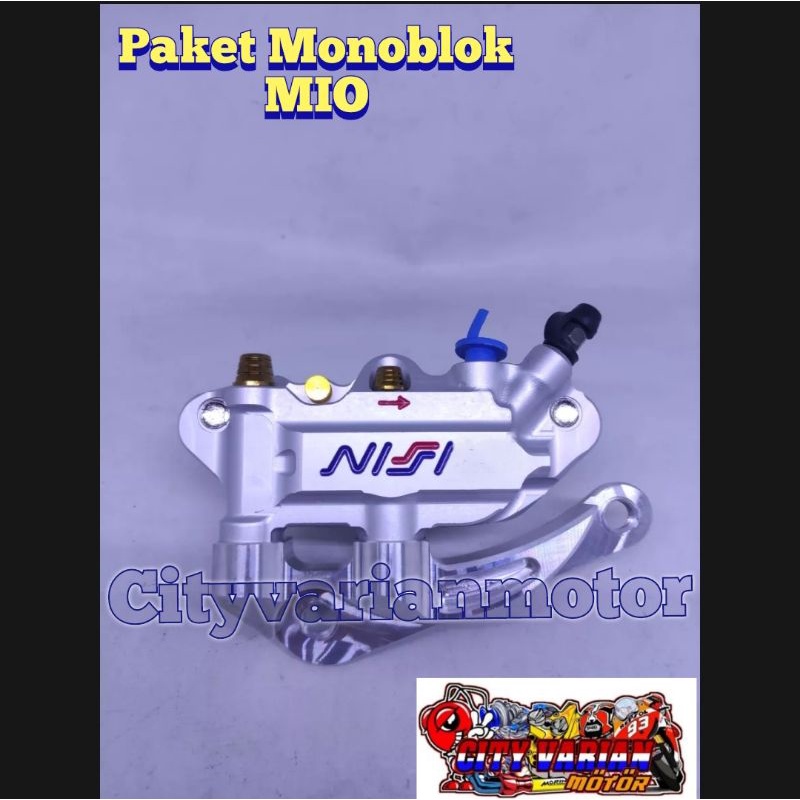 KALIPER MONOBLOK 4 PISTON 4PISTON PLUS BREKET MONOBLOK SHOCK STANDAR HONDA YAMAHA VIXION MIO BEAT SCOOPY VARIO NOUVO VARIO 125 150 VARIO NEW SCOOPY NEW GENIO XEON