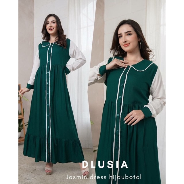 Daster Arab Dlusia JASMINE Maxi Dress Gamis Rayon Full Kancing