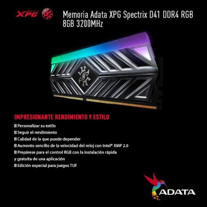 Longdim XPG Spectrix D41 Ddr4 8Gb Single Tungsten 3200Mhz RGB