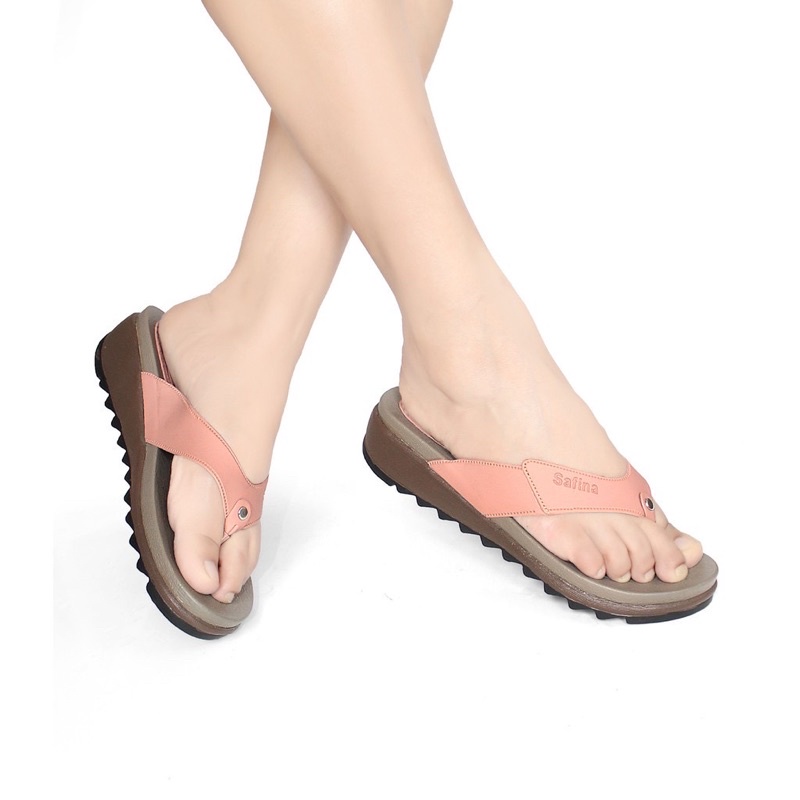 Sandal Sendal Wedges Wanita Jepit Hak Tinggi Casual Ibu Kondangan Kulit Sintetis Terbaru 2023 JT01