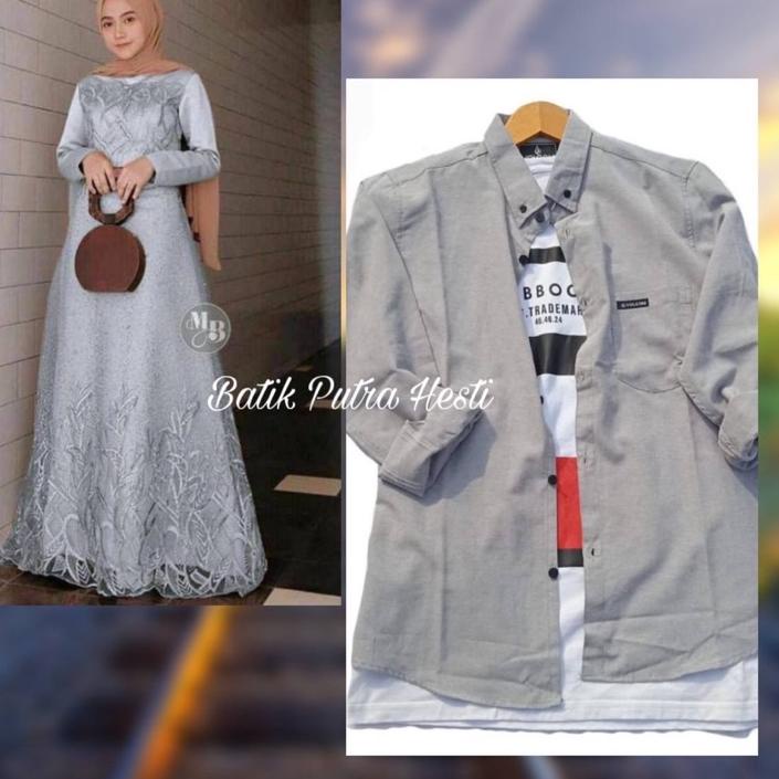 Hot Sales HARGA SEPASANG / Kapel Gamis brokat / Baju Pasangan Kondangan / Baju Gamis Brokat terbaru