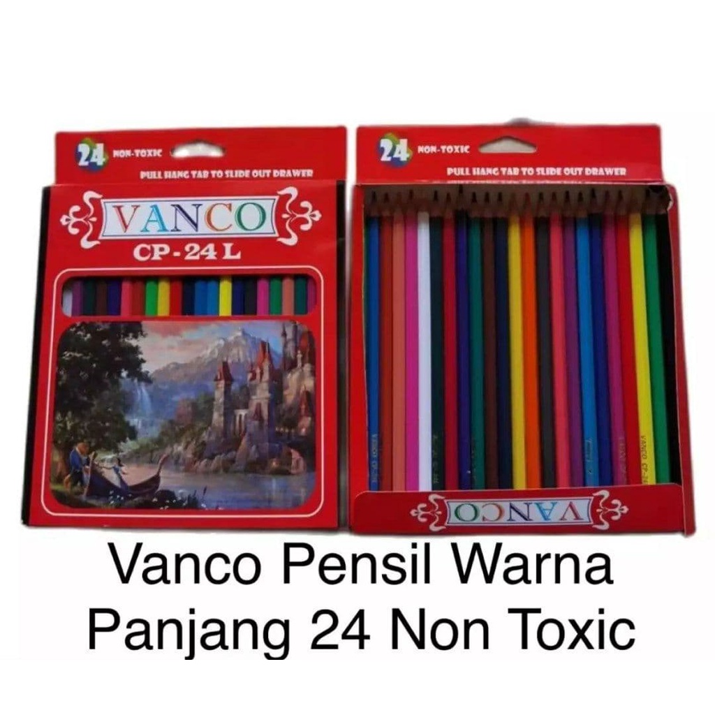 VANCO PENSIL WARNA PANJANG ISI 24 WARNA. CP24L