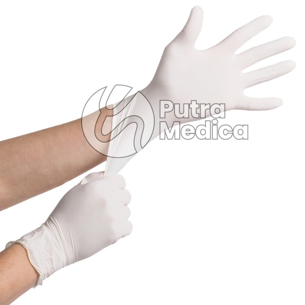 Handscoon Latex Ecer 1 Pasang Powdered / Sarung Tangan Karet Lateks Putih Tebal dan Murah Non Steril Baru / Hendskun / Gloves